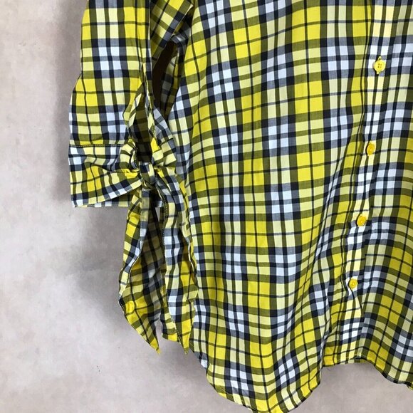 MICHAEL KORS Plaid Tie-Sleeve Button-Down Shirt Petite Medium - Picture 4 of 9